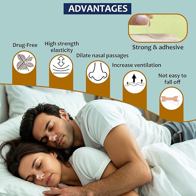 50Pcs Nasal Strips for Snoring, Nose Strips for Breathing, Snoring Aids for Men & Women, Helps Reduce Snoring & Improves Sleep