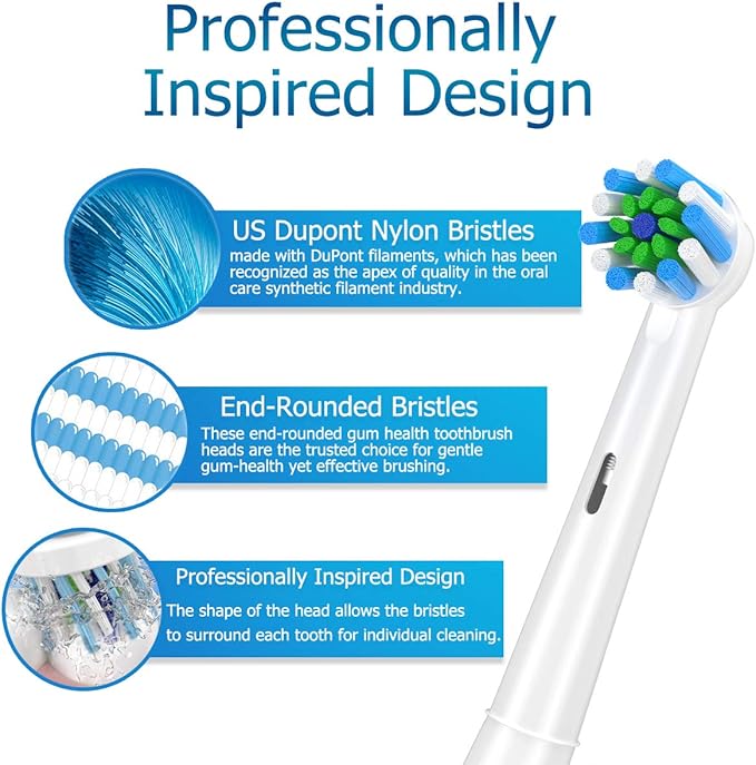 Replacement Toothbrush Heads Compatible with Braun Oral b 7000/Pro 1000/9600/ 5000/3000/8000/Genius and Smart Electric Toothbrush (white-8pcs)