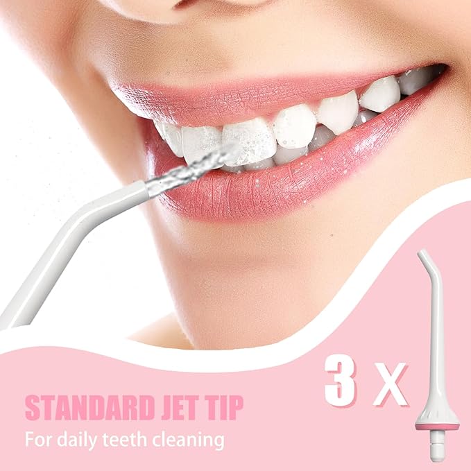 3 Pack Water Flosser Replacement Tips for Oralfree, Nicwell, Nicefeel, COSLUS, Oral Irrigator Jet Tip Nozzel fits for Mospro, Zerhunt Water Flosser, White