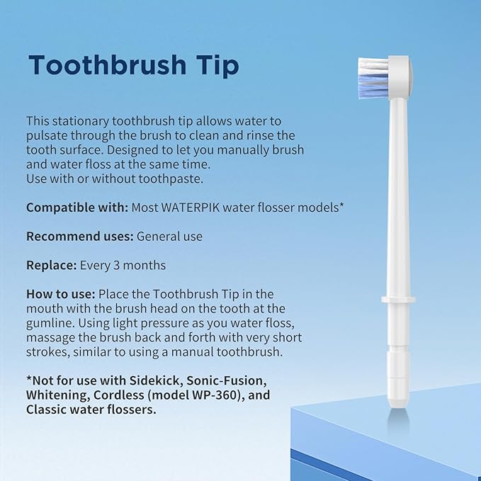 Replacement Heads for Waterpik, Replacement Picks for Water Pik Water Flosser (6 Toothbrush Tips + Storage Case)