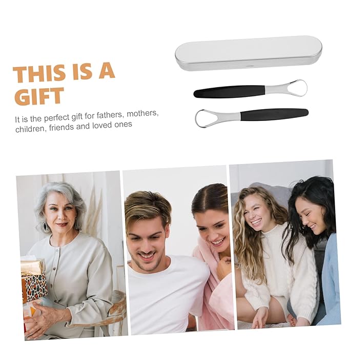 GALPADA Tongue Scraper for Adults Oral Care Tool Stainless Steel Tongue Cleaner Storage Box for Easy Cleaning