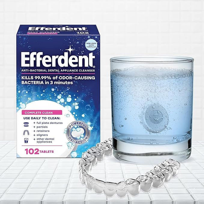 Efferdent Denture Cleanser Tablets, Complete Clean, Cleanser for Retainer and Dental Appliances, 44 Count, (Pack of 8)
