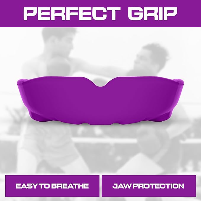 Sports Mouth Guard for Kids,Youth,Boys,Girls,Child Teen Mouthguard with Case (BPA Free) for Boxing, Martial Arts,MMA Karate,Lacrosse,Football,Soccer and All Contact Sports (Purple)
