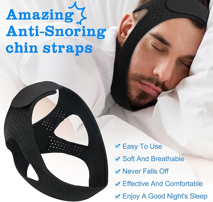 Chin Strap for Snoring Snore Chin Strap for Men & Women Comfortable Jaw Support Snoring Solution Adjustable Effective Snoring Sleep Device Reducing Aid for Women and Men (Medium)