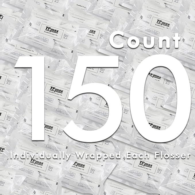 150 Count Dental Flossers Each Individually Wrapped, Floss Singles Bag, Travel Hotel Restaurant Office Car Dental Floss, Floss Picks Oral Care Teeth Clean Flat Wire