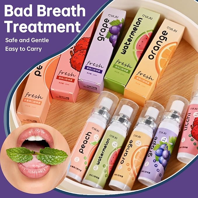 5PCS Fruit Oral Breath Spray, Bad Breath Treatment for Adults, Dry Mouth Spray for Bad Breath, Mouth Breath Freshener, Effective Mouth Oral Breath Spray
