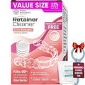 Weiss Naturals Retainer Cleaner Tablets, Invisalign Cleaner, Remove Stains, Odors & Plaque, FSA & HSA Eligible, Night Guard Cleaners PERSULFATE & DYE-FREE 4-Month Supply, Denture Cleaners 120 Tablets