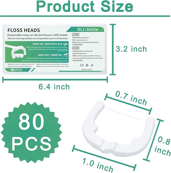 Ultraclean Access Flosser Refill Heads, Effective Plaque Removal for Proper Oral Care & Hygiene, Durable Flosser Refill Heads, PFAS Free, 80ct