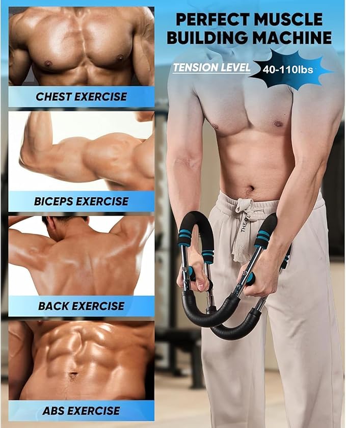 LYKAN Twister Arm Trainer, 40-100lb Adjustable Chest Workout Equipment, Arm Trainer, Twister Arm Trainer, Portable Power Twister Bar, Detachable Design Fitness Anywhere