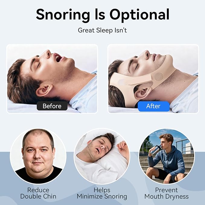 Chin Strap for Sleeping & Nighttime Support - Gently Keeps Mouth Closed to Promote Nasal Breathing for a More Restful Night, Skin Color