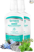 SprinJene Alcohol Free Mouthwash with Xylitol – Fluoride Free Natural Mouthwash for Dry Mouth, Whitening & Fresh Breath – Patented Black Seed Oil & Zinc Formula – Vegan & Made in The USA (2 Pack)