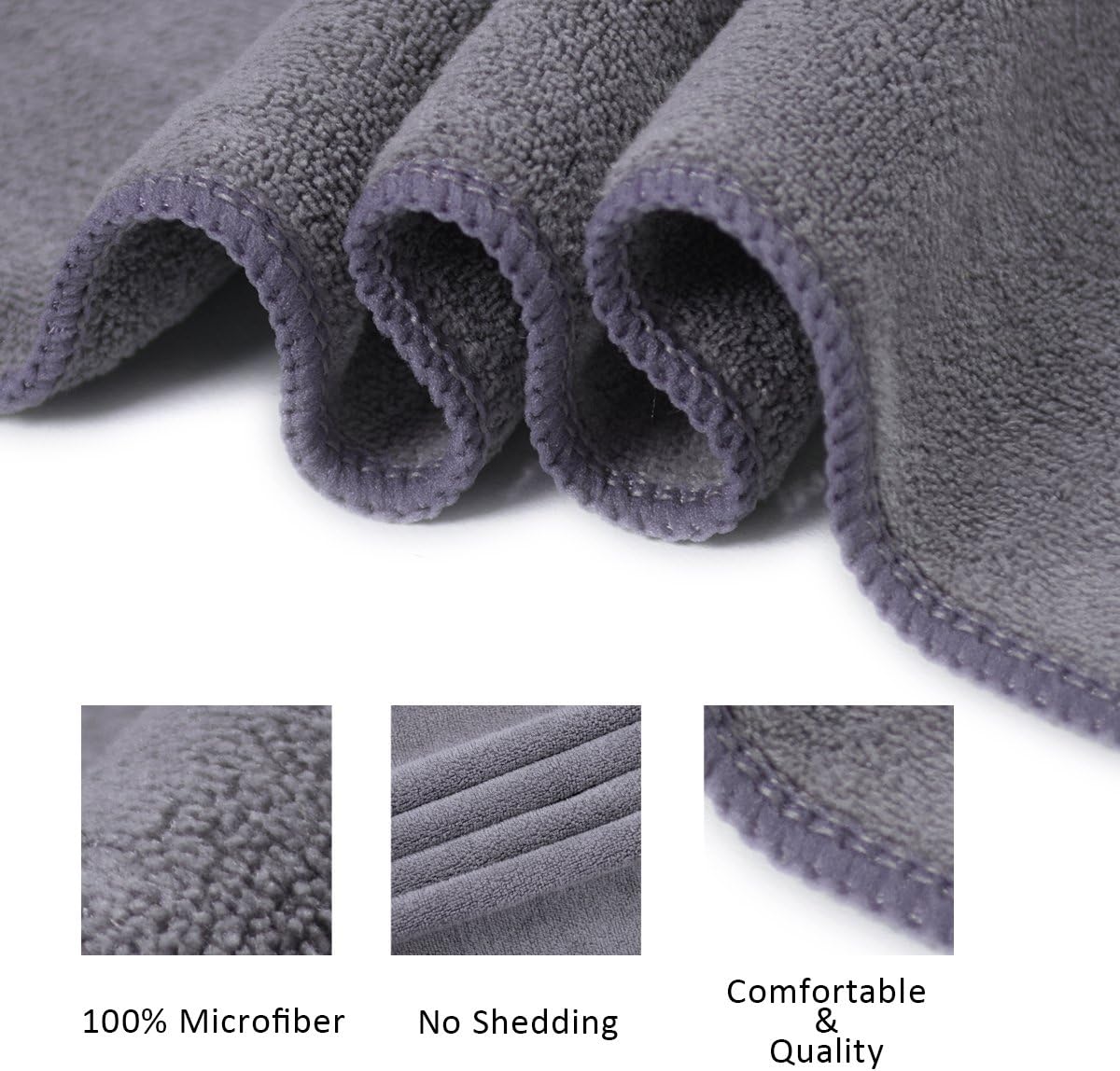 JML Microfiber Towels, Beach Towel Sets (6 Pack, 27" x 55") - Extra Absorbent, Fast Drying, Multipurpose for Bath, Swimming, Fitness, Sports, Yoga, Grey/Pink/Purple