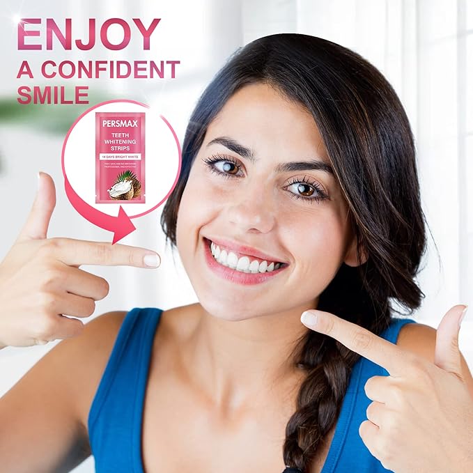 Teeth Whitening Strips for Sensitive Teeth Enamel Safe Smile Whitening Kit, 28 Strips 14 Treatments, No-Slip Remove Coffee Wine Smoking Stains Professional