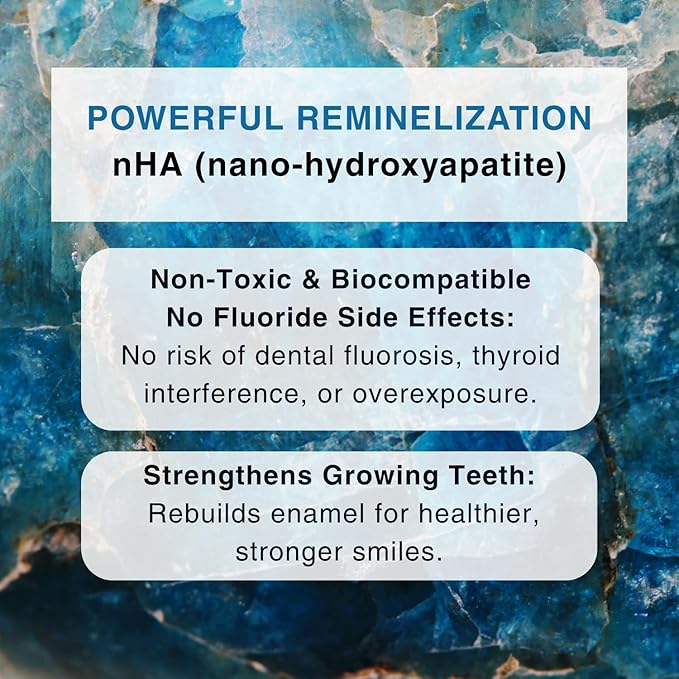 Kids Fluoride Free Bamboo Salt Toothpaste with nHA - Pure Dew | Nano Hydroxyapatite, Remineralizing, Strengthening Enamel for First Teeth, Safe to Swallow (3oz)