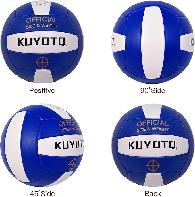 KUYOTQ Official Size 5 in&Outdoor Beach Volleyball,3MM Thickened Surface Soft Leather Youth Womens Mens Volleyball for Game Gym Training(Deflated)