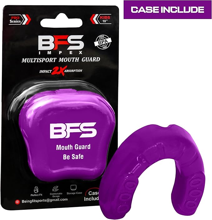 Sports Mouth Guard for Kids,Youth,Boys,Girls,Child Teen Mouthguard with Case (BPA Free) for Boxing, Martial Arts,MMA Karate,Lacrosse,Football,Soccer and All Contact Sports (Purple)