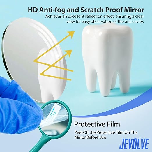 100 PCs Dental Mouth Mirrors by JEVOLVE | Yellow Oral Dental Mirror for Crafting, Jewelry Making, Painting, Model Building, and DIY Projects – Clear Reflection, Easy Handling, Multi-Purpose