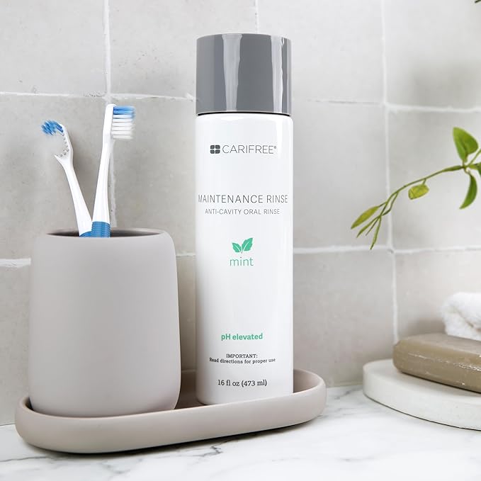 CariFree Maintenance Rinse, Mint (Full Size + Travel Sized) Fluoride Mouthwash | Anti-Cavity Oral Care | Xylitol | Elevated pH | Cavity Prevention | Alcohol Free
