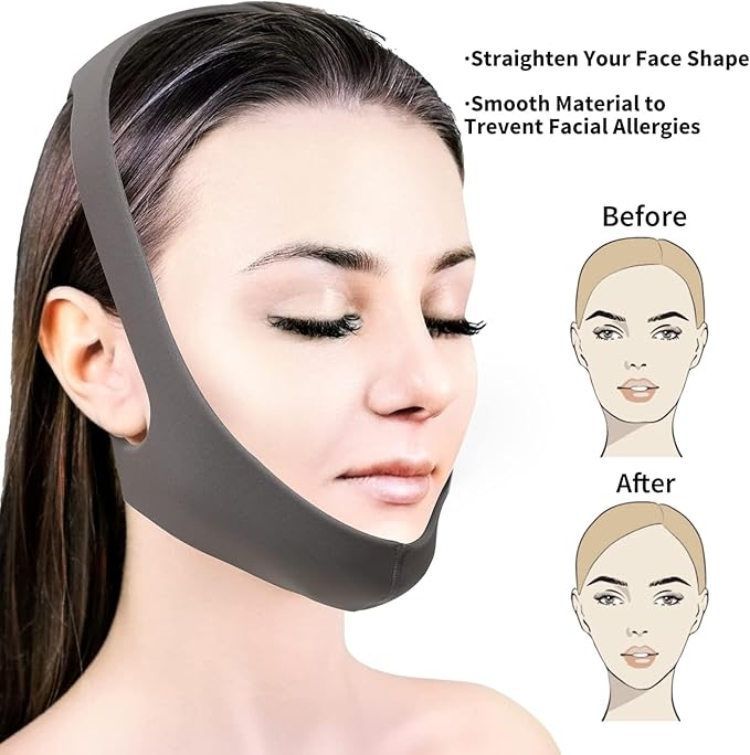 Anti Snoring Chin Strap for Men and Women, Comfortable Chin Strap for Cpap Users, Adjustable Stop Snoring Chin Strap Snoring Solution Chin Strap Prevent Snoring (Gray- Upgraded for Big/Large Face)
