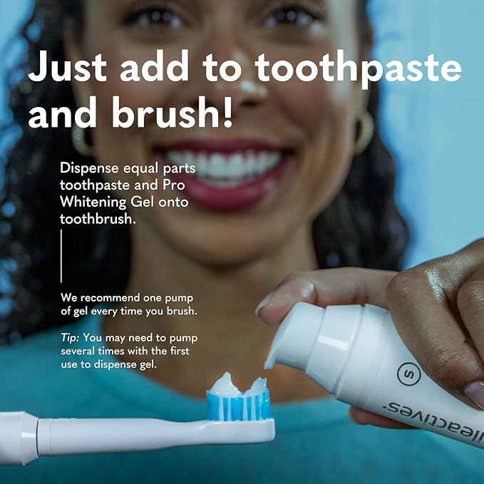 Smileactives Teeth Whitening Gel for Toothpaste with Clinical-Grade Hydrogen Peroxide, Tooth Stain Remover for White Teeth, Dentist Quality Pro Whitening Gel to Remove Stains, 90 Day, 3.8 oz Bottle