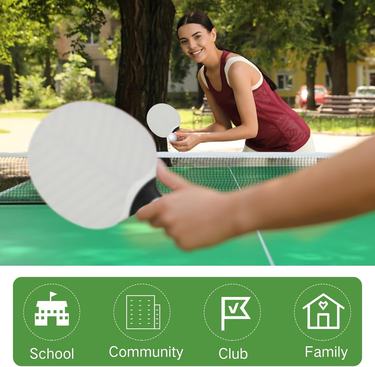 Junkin 8 Pieces Table Tennis Paddles Kit Professional Rackets Set Portable Composite Rubber Table Tennis Racquets with 8 Balls for Indoor and Outdoor