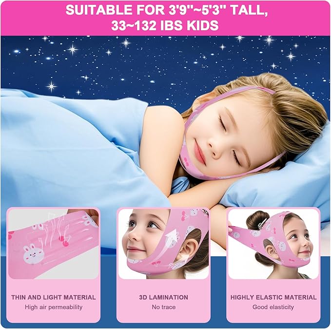 2025 Anti-Snoring Chin Strap for Sleeping Kids - Professional Anti-Snoring Solution, Small Chin Strap for Snoring,Breathable and Adjustable, Fits Kids 3'9"-5'3" Tall and Weighing 33-132 lbs
