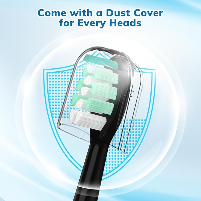 Replacement Toothbrush Heads Compatible with Philips Sonicare：16 Pack Soft Replacement Electric Brush Head for 4100 5100 6100 HX9023/65 W Optimal Control Snap-on System（B&W）