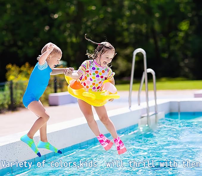 Kids Swim Fins,Short Comfortable Flippers for Lap Swimming and Training for Child,Girls,Boys,Beginners