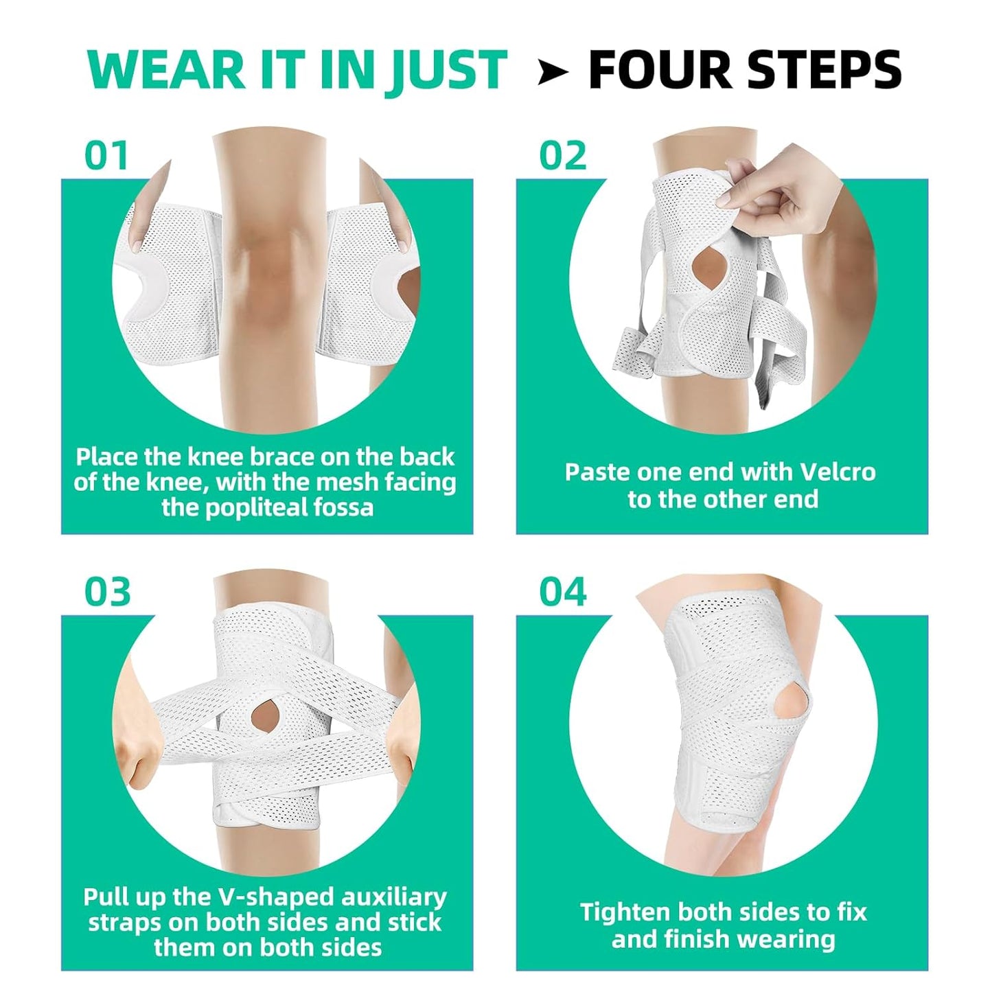 Adjustable Knee Brace for Women,Knee Stabilizer Support for ACL,MCL,Meniscus Wear and Tear Damage,Knee Sleeves for Knee Pain, Dual Strap Knee Wrap for Compression and Stability (Medium)