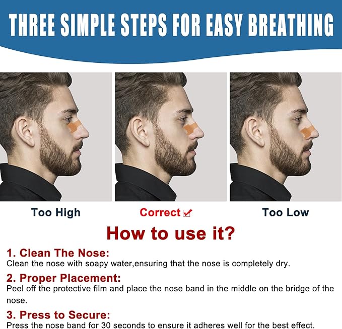 Nasal Strips - 50 Count Nasal Strips for Snoring, Extra Strength Tan Nasal Breathing Strips to Improve Sleep, Instant Nasal Congestion Relief Caused by Colds & Allergies