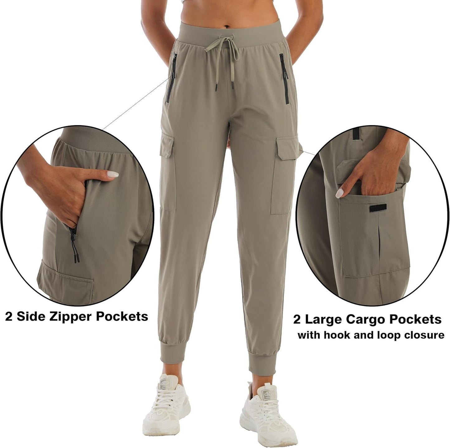 Kcutteyg Womens Water Resistant Hiking Pants with Pockets Quick Dry Soft Athletic Workout Joggers Pants for Camping Travel