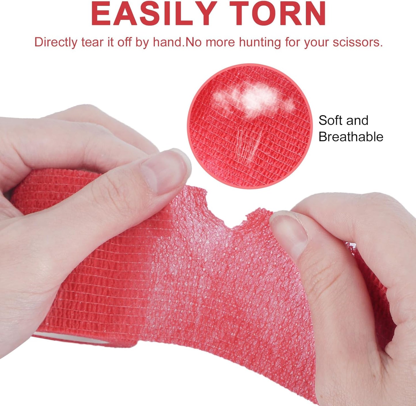 48 Pack Self Adhesive Bandage Wrap, 2” x 5 Yards Cohesive Medical Tape Elastic Grip Tape Black Sports Tape Athletic for Ankle, Wrist Sprains, Pet First Aid (Multi-Color)