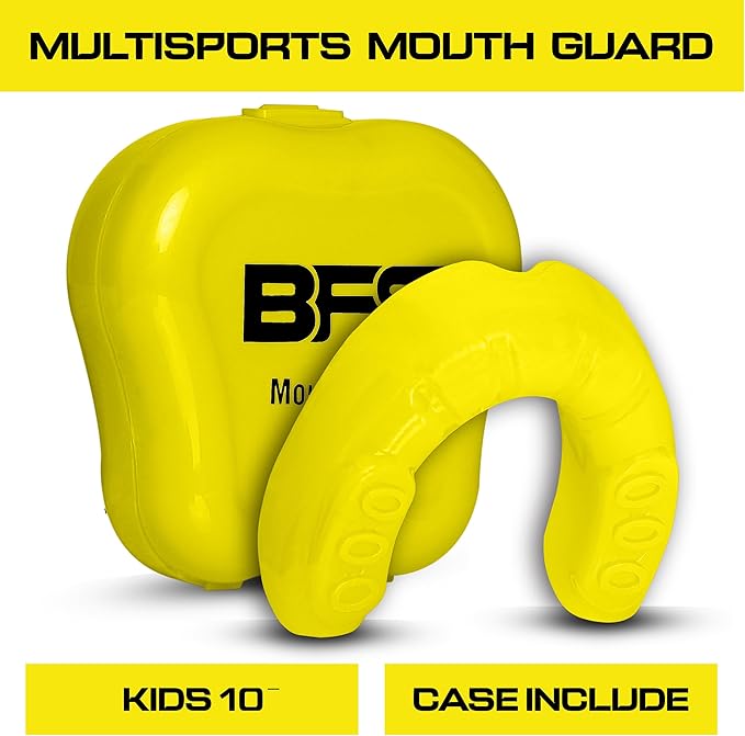 Sports Mouth Guard for Kids,Youth,Boys,Girls,Child Teen Mouthguard with Case (BPA Free) for Boxing, Martial Arts,MMA Karate,Lacrosse,Football,Soccer and All Contact Sports (Yellow)