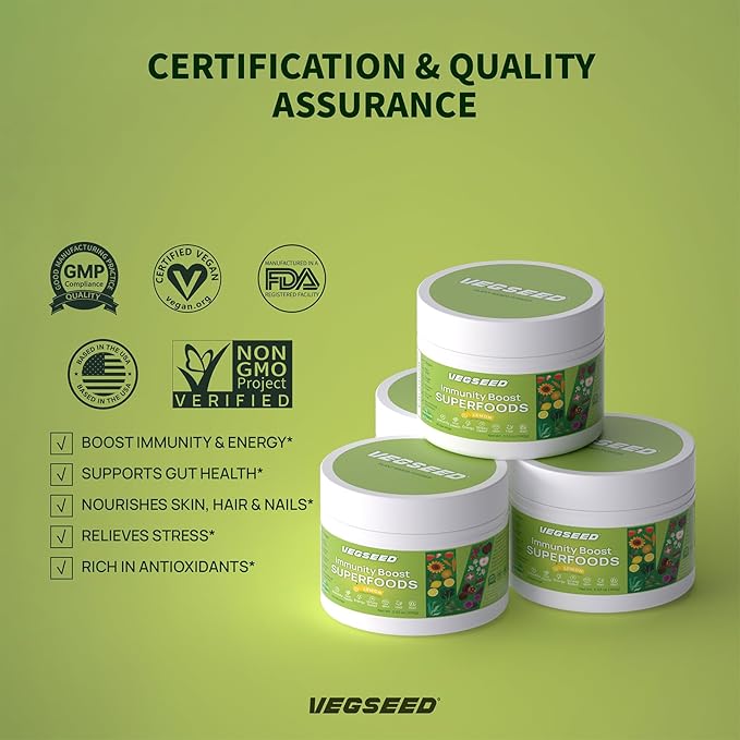 Immunity Greens Superfoods Powder,0 Sugar,21 Vitamins&Minerals,Green Apple,Powder,Immunity,Gut Health,Energy,Stress Relief,Skin,Nails,Hair,Improve Sleep,Overall Health,30SVG,100 Grams