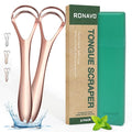 RONAVO Tongue Scraper (Elegant in Rose Gold), Tongue Cleaner for Elegant Women, Metal Tongue Scraper | Take Care of Your Shining Tongue, Remove Tongue Coating, Reduce Bad Breath, with Travel Case