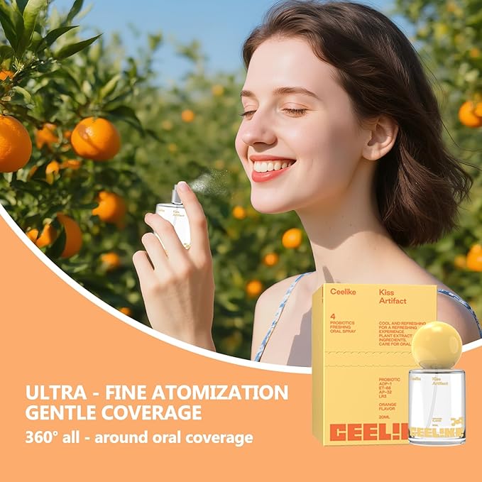 Oral Spray – Fresh Breath, Dual Cooling Experience & Convenient On-The-Go Design – Perfect for Freshening Breath Anywhere, Anytime (Orange, 2 Count)