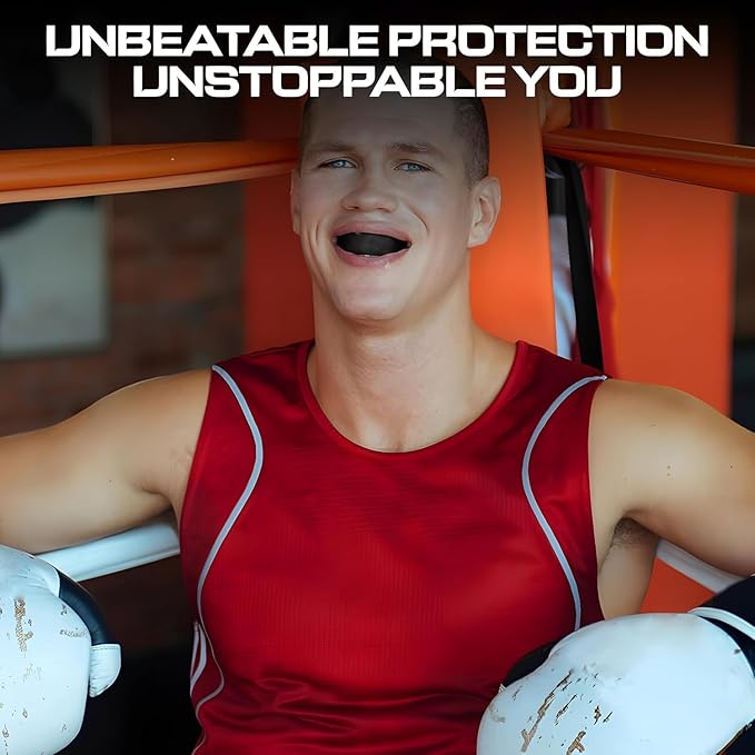 Sports Mouth Guard for Kids,Youth,Boys,Girls,Child Teen Mouthguard with Case (BPA Free) for Boxing, Martial Arts,MMA Karate,Lacrosse,Football,Soccer and All Contact Sports (Black)