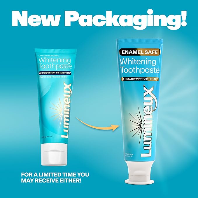 Lumineux Teeth Whitening Toothpaste 2 Pack Peroxide Free Enamel Safe for Sensitive Whiter Teeth, Fluoride Free, No Alcohol, Artificial Colors, SLS Free Dentist Formulated - 3.75 Oz