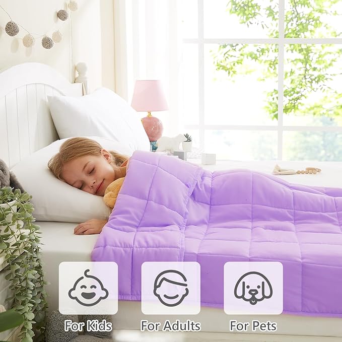 L'AGRATY Weighted Blanket - 40"x60" 10lbs Breathable Weighted Blanket Microfiber Material with Glass Beads