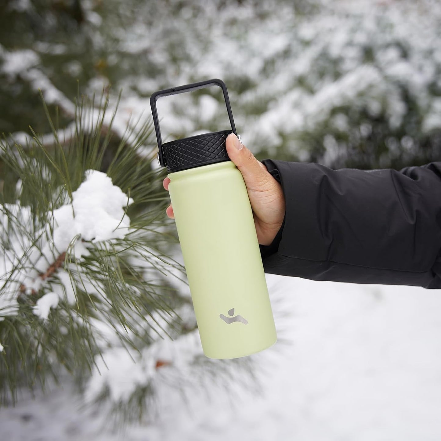 18 oz Insulated Water Bottle Stainless Steel Sport Bottles with 3 Lids,Macaron Green