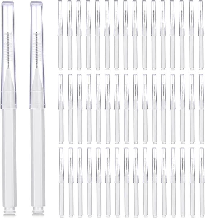 Patelai 50 Pieces Interdental Brush for Cleaner Braces Brush Toothpick Dental Tooth Flossing Head Oral Dental Hygiene Flosser Toothpick Cleaners Tooth Cleaning Tool(White)