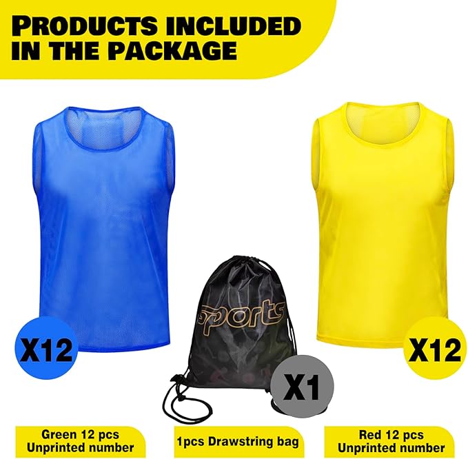 12/24/48PCS Pinnies Youth Team Pennies for Sports Kids and Scrimmage Vests for Soccer Basketball Jersey Practice