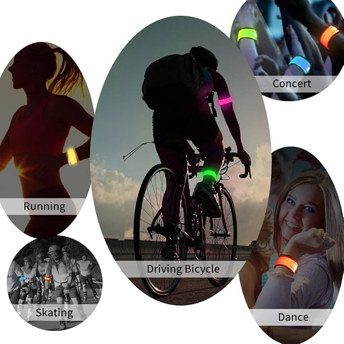 LOBKIN Safety Bracelets, LED Slap Armband Kids Walking at Night Safe LED Light Wrist Light Reflective Belt, Magic Band Running Lights for Runners