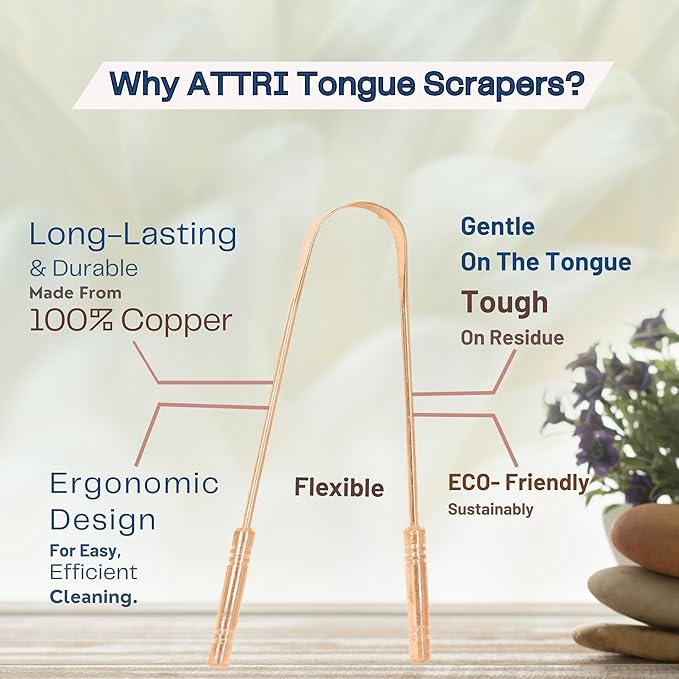 100% Pure Copper Tongue Scraper with Travel cases for Adults and Kids - Durable Tongue cleaner Copper - Tough Scrapper Oral Care -Ayurvedic Copper Tongue Srubber-Best Tongue cleaner