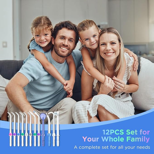 12PCS for Waterpik Replacement Heads, Replacement Picks Water Flosser Replacement Tips for Water Pik(6 Classic Jet Tips + Other 6 Different Tips)