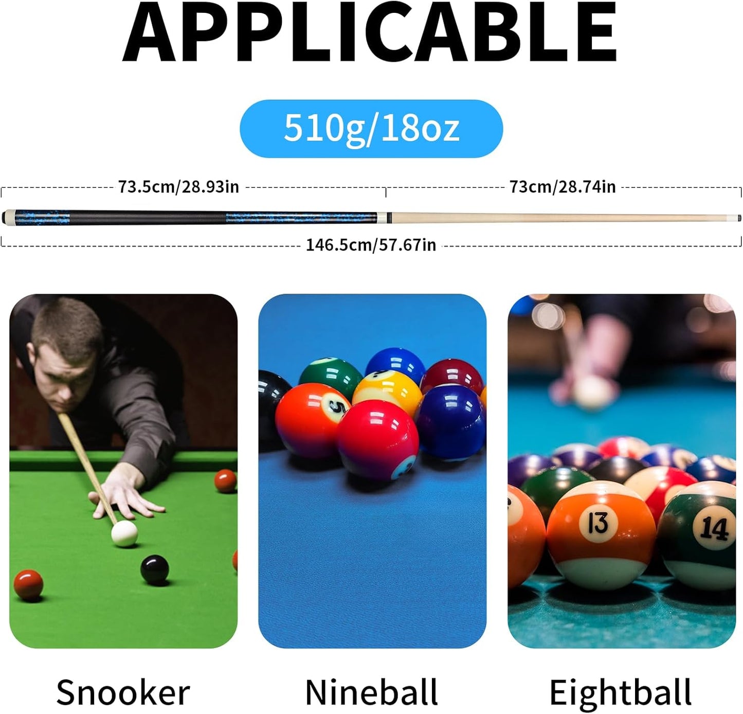 LOTKEY Pool Cue Set of 4-58 Inch 18~21 oz Canadian Maple Professional Billiard Cue Sticks, Pool Cue Stick with Extra 2 Pool Chalks, Pool Sticks for Adults, Durable, for Billiard Players