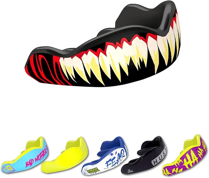 DAMAGE CONTROL High-Impact Mouth Guard – Sports Mouthguard for Boxing, Football, Hockey, Lacrosse & Basketball, Protects Teeth & Jaw, Protective Mouthpiece for Adults & Youth (Youth, SymBite 2.0)