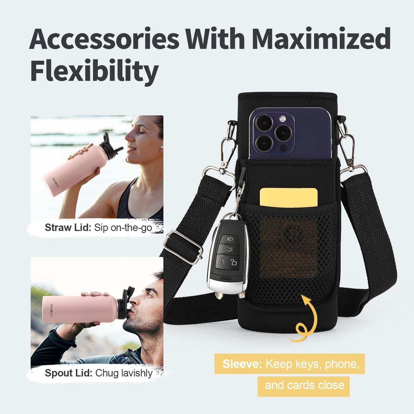 40 oz Insulated Water Bottle with Straw (Cold for 48 Hrs), Stainless Steel Triple Wall Vacuum Sports Water Jug, Leakproof Hydro Cup Flask with Paracord Handle & Straw Spout Lids & DIY Stickers