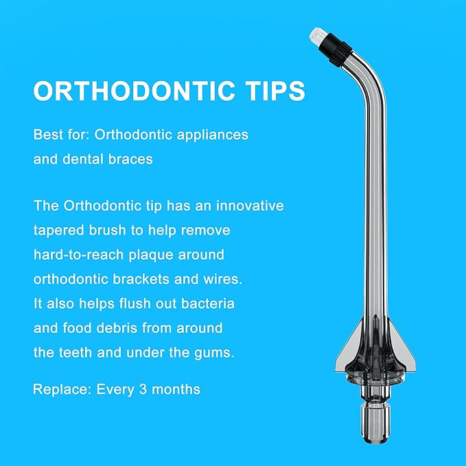 Replacement Tips for COSLUS Water Dental Flosser, 4 Orthodontic Replacement Heads Water Flosser Only Compatible COSLUS C20 (F5020E), E40 (WFP14), C31 (F5023), C50, and C51 Water Flosser