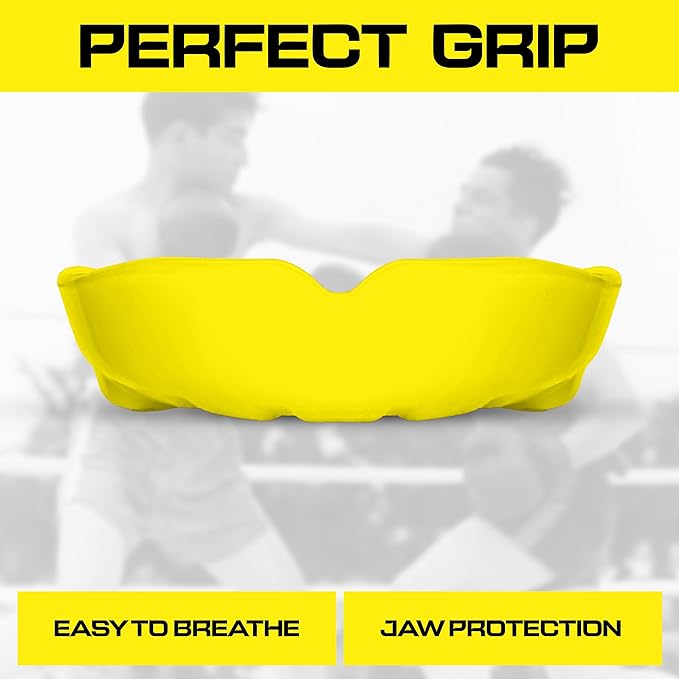 Sports Mouth Guard for Kids,Youth,Boys,Girls,Child Teen Mouthguard with Case (BPA Free) for Boxing, Martial Arts,MMA Karate,Lacrosse,Football,Soccer and All Contact Sports (Yellow)